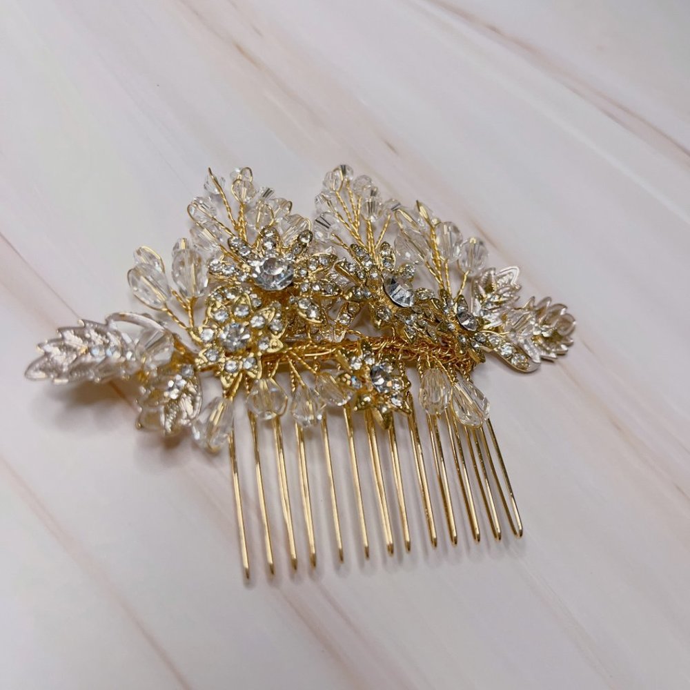 Handmade Gold and Crystal Wedding Hair Comb